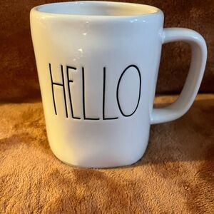 White Ceramic Rae Dunn Mug with 'Hello' Text
